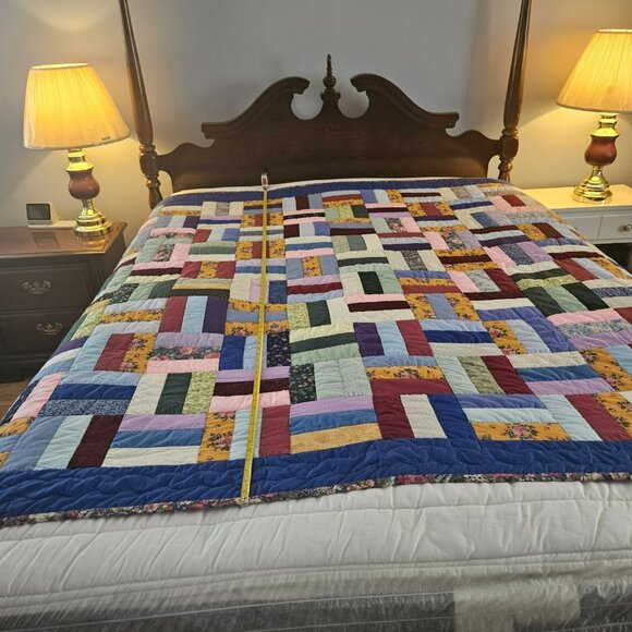 Quilt Amish Handmade Rail Fence 67x80 Full-Size Bed Oversized Twin Lancaster PA - Picture 1 of 10